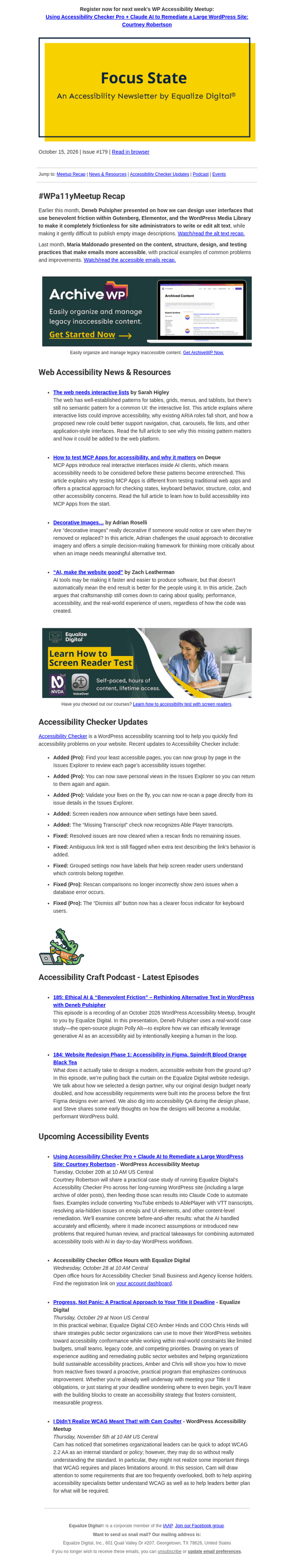 Equalize Digital email from Thu, Oct 15, 2026