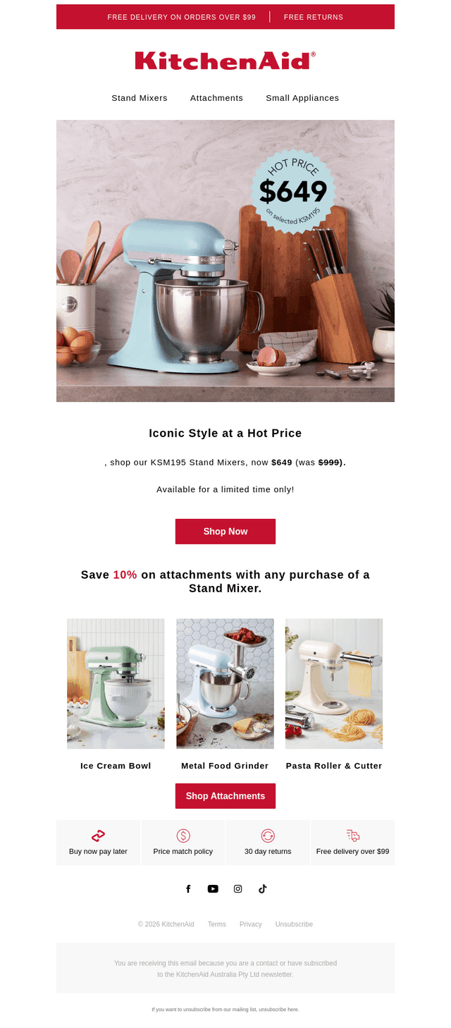 KitchenAid Australia & New Zealand email from Thu, Oct 15, 2026