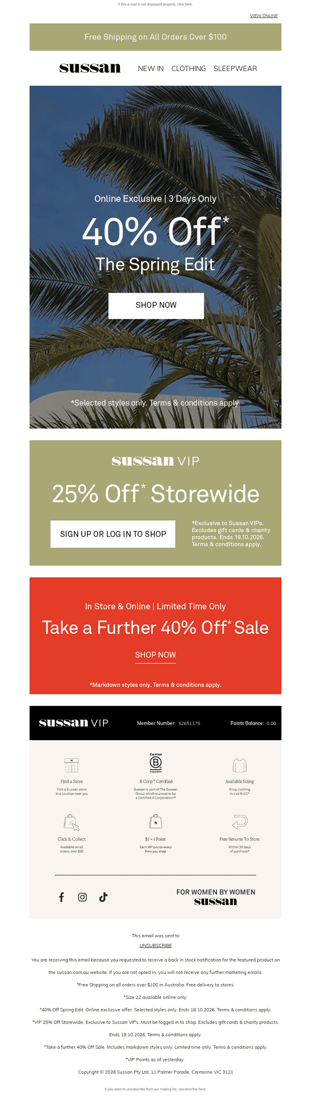 Sussan Corporation Pty Ltd email from Fri, Oct 16, 2026