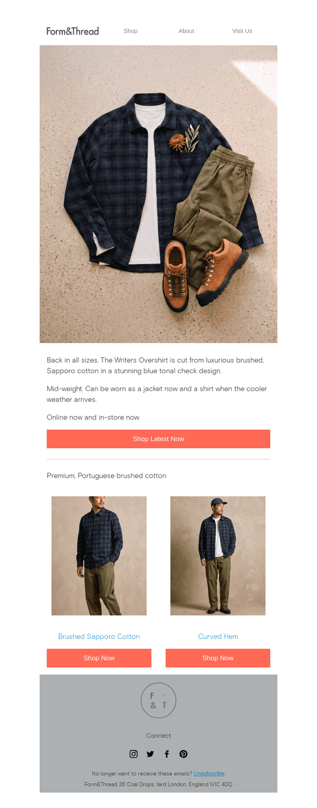 Brushed Check Writers Overshirt Re-stocked