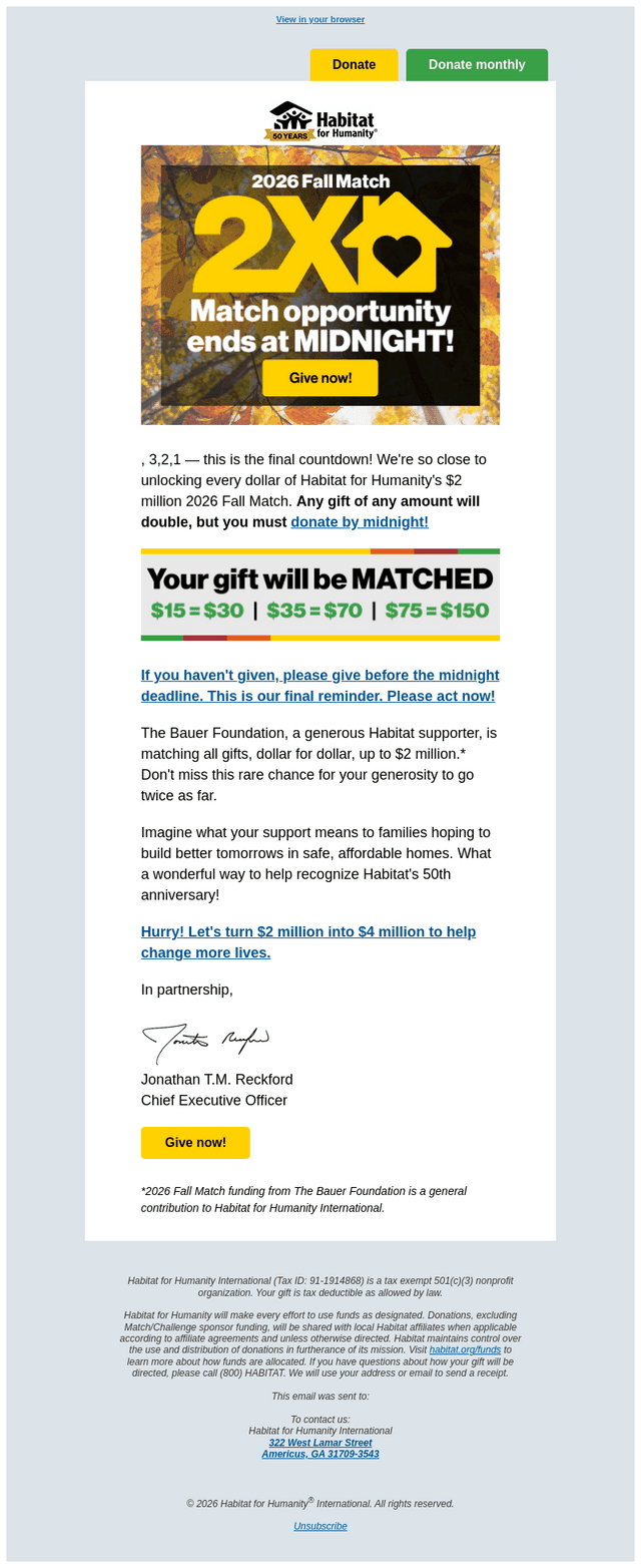 Habitat email from Fri, Oct 16, 2026