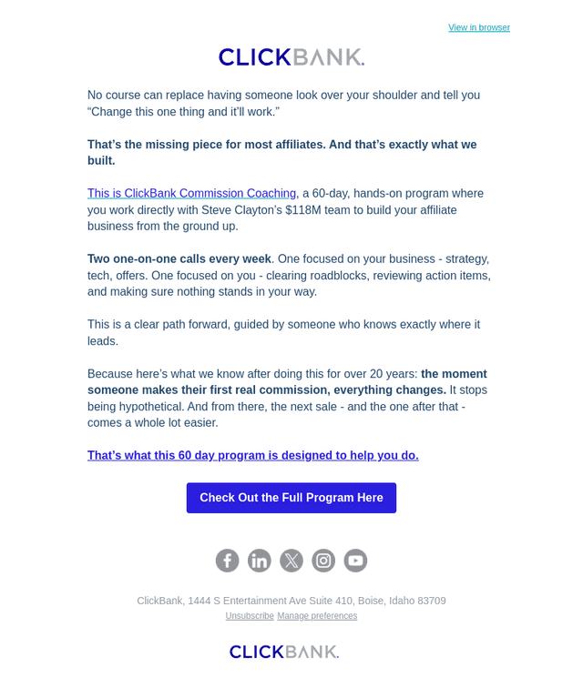ClickBank email from Fri, Oct 16, 2026