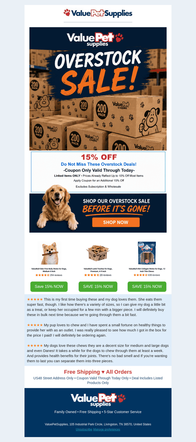 ValuePetSupplies email from Fri, Oct 16, 2026