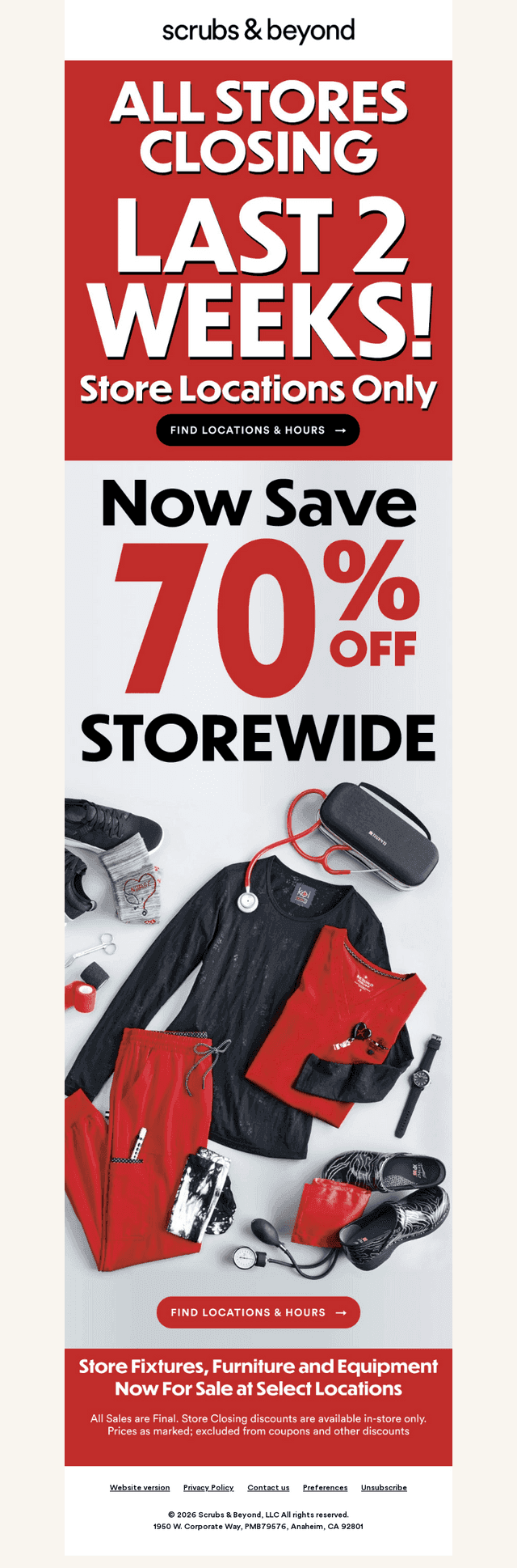 70% off Everything – Reduced Again!