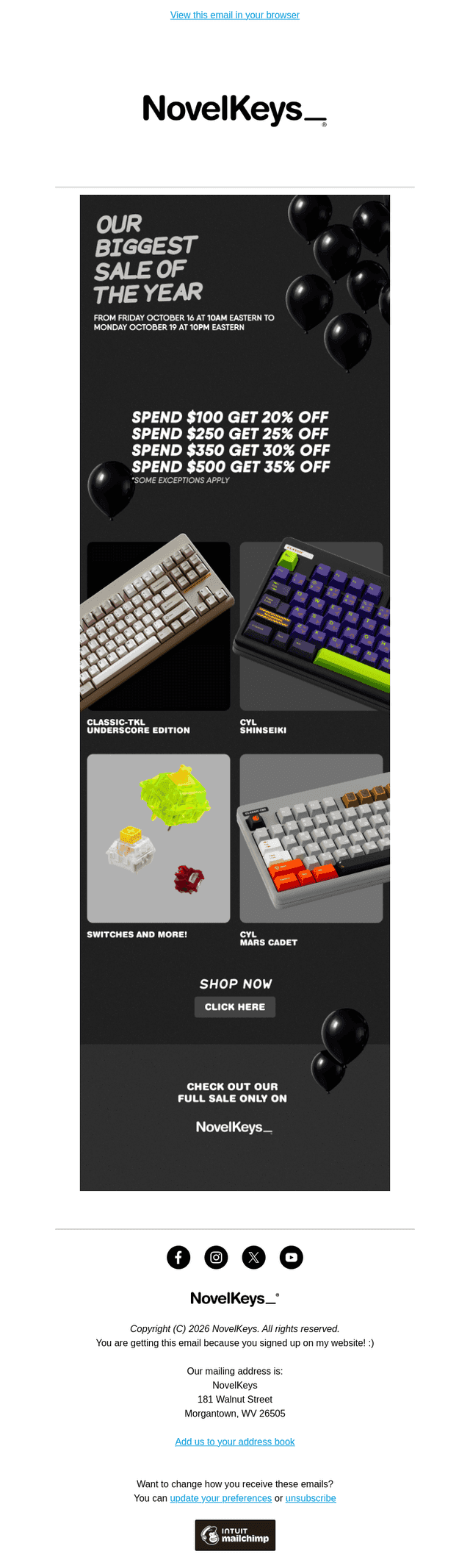 NovelKeys email from Fri, Oct 16, 2026