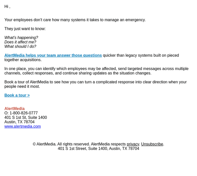 AlertMedia email from Fri, Oct 16, 2026