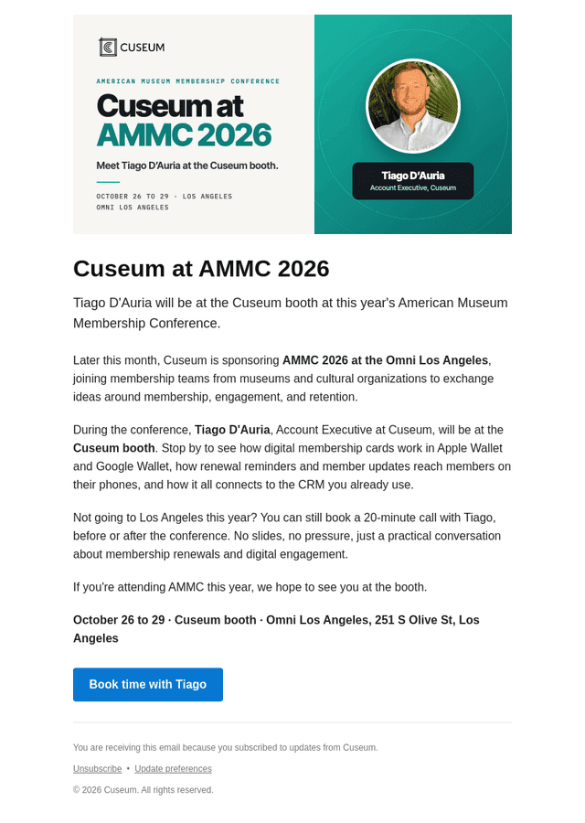 Cuseum email from Fri, Oct 16, 2026