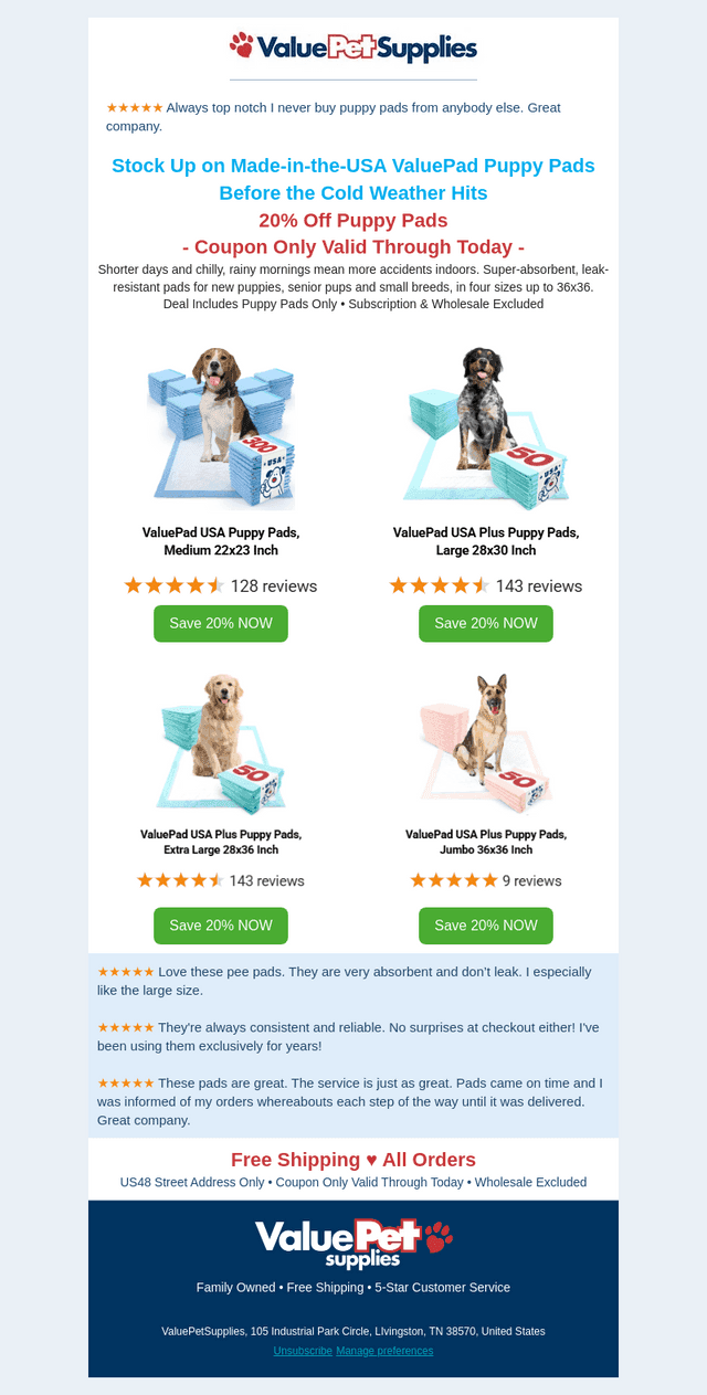 ValuePetSupplies email from Fri, Oct 16, 2026