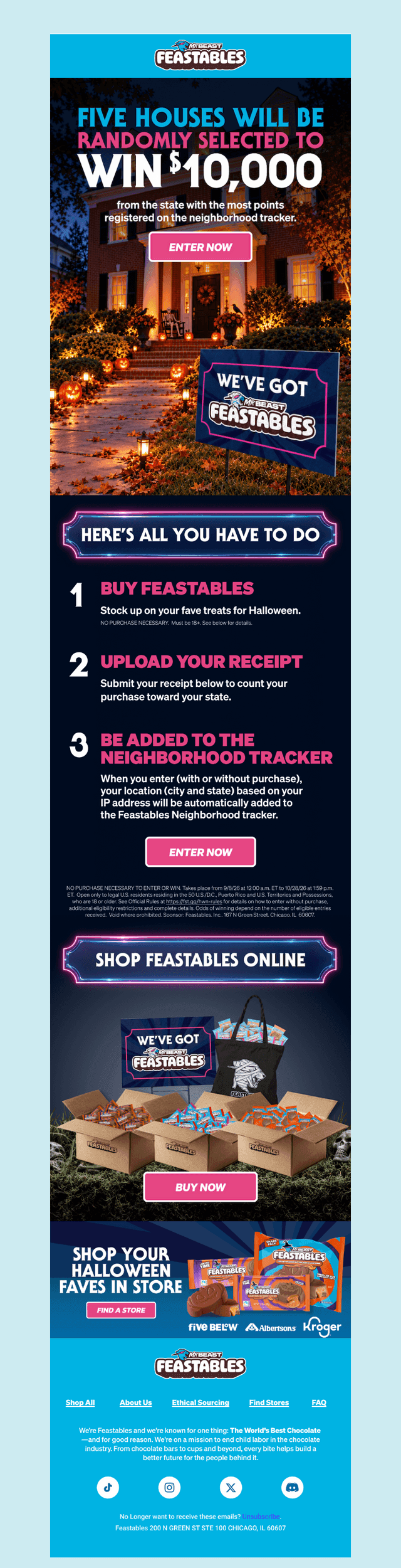 Feastables email from Fri, Oct 16, 2026