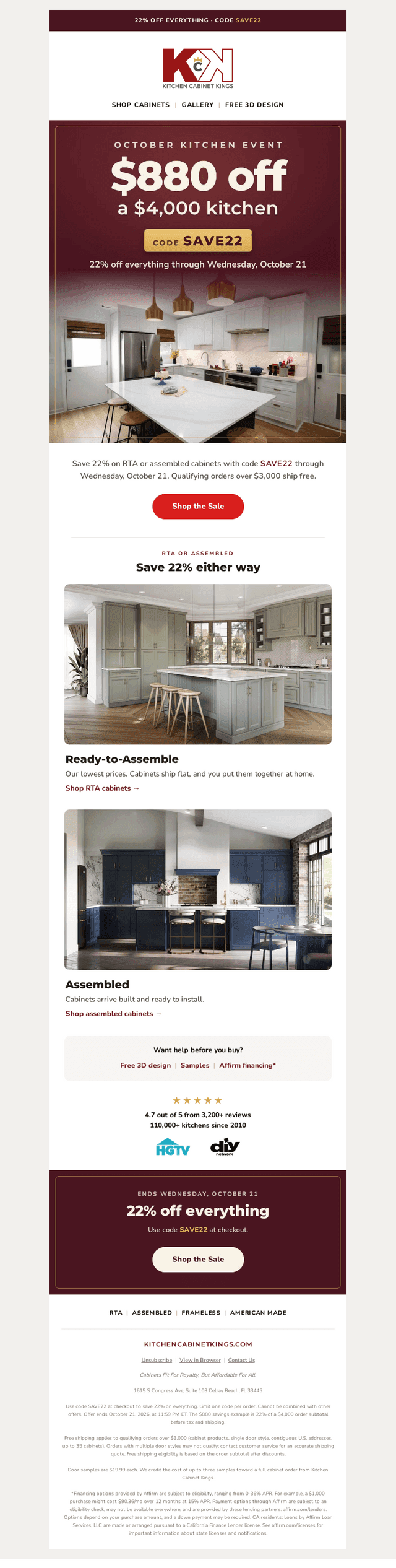 Kitchen Cabinet Kings email from Sat, Oct 17, 2026