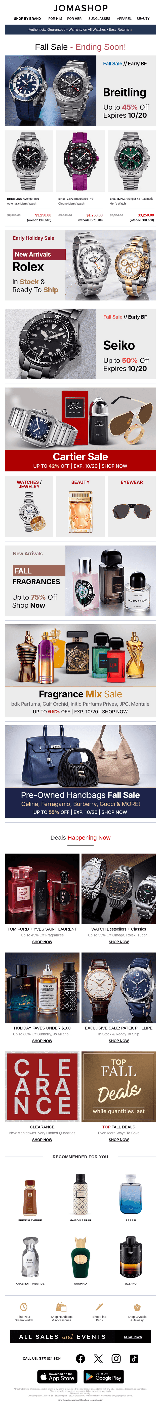 Jomashop email from Sat, Oct 17, 2026