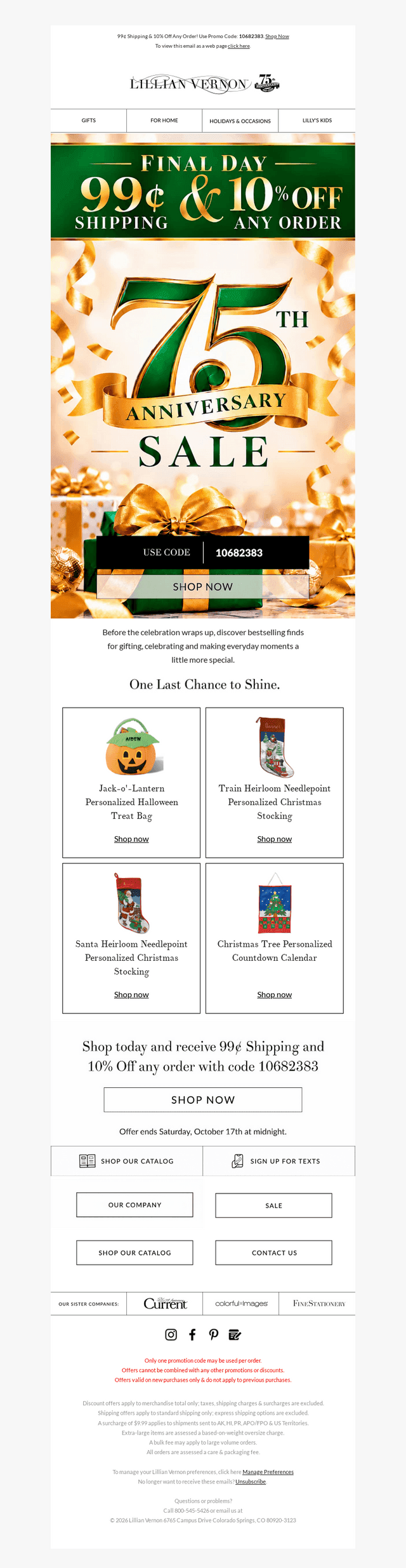 Lillian Vernon email from Sat, Oct 17, 2026