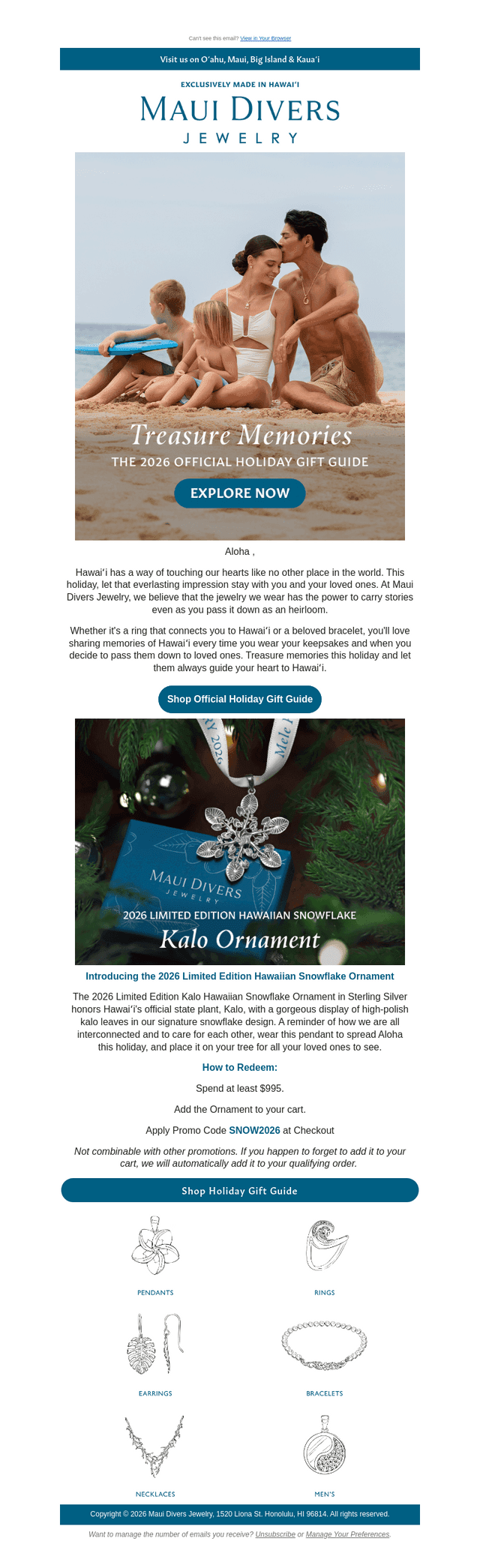 Maui Divers Jewelry email from Sat, Oct 17, 2026