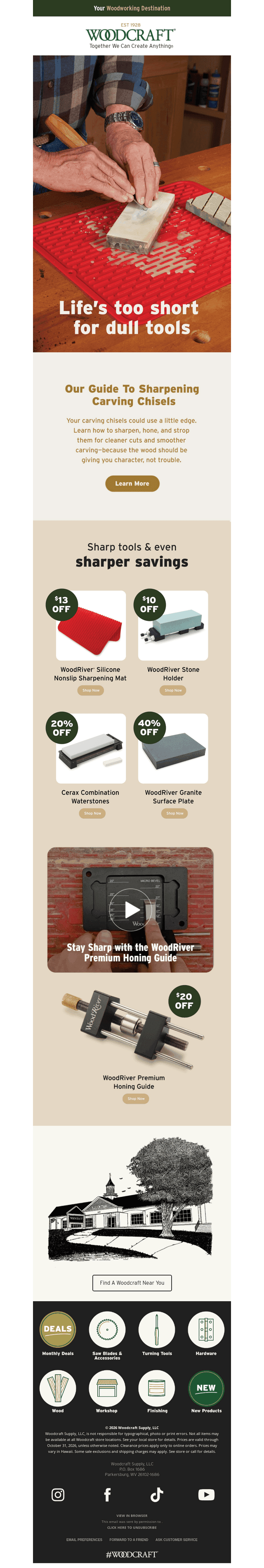Woodcraft email from Sat, Oct 17, 2026
