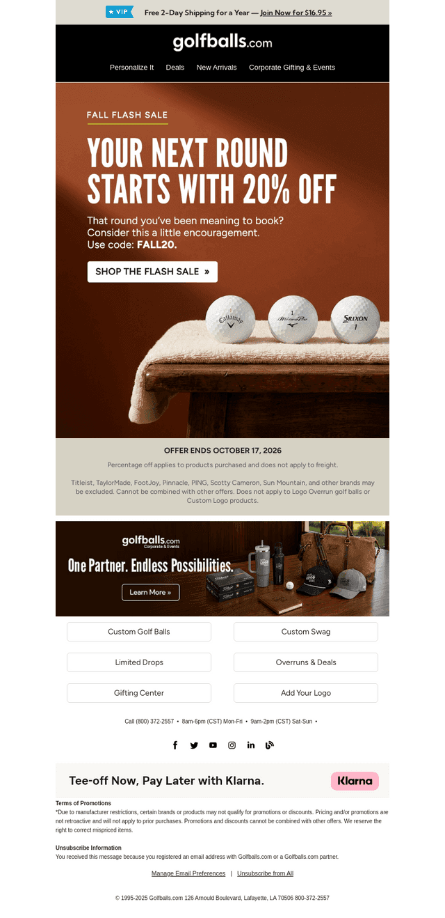 Golfballs email from Sat, Oct 17, 2026