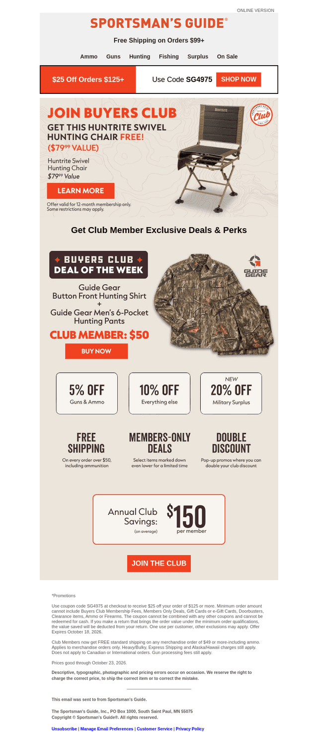 Sportsman's Guide email from Sat, Oct 17, 2026