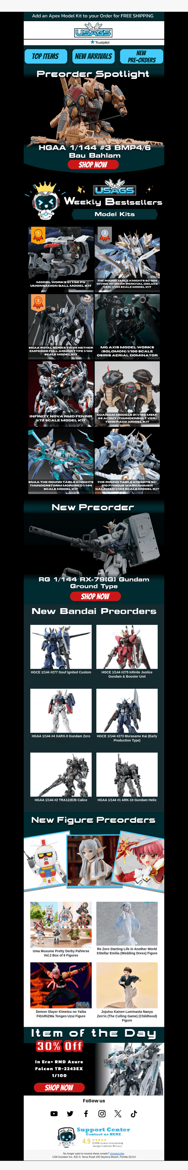 USA Gundam Store email from Sat, Oct 17, 2026