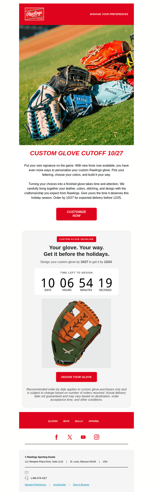Rawlings Sporting Goods email from Sat, Oct 17, 2026