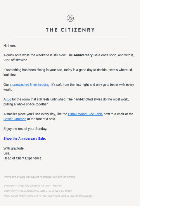 The Citizenry email from Sun, Oct 18, 2026