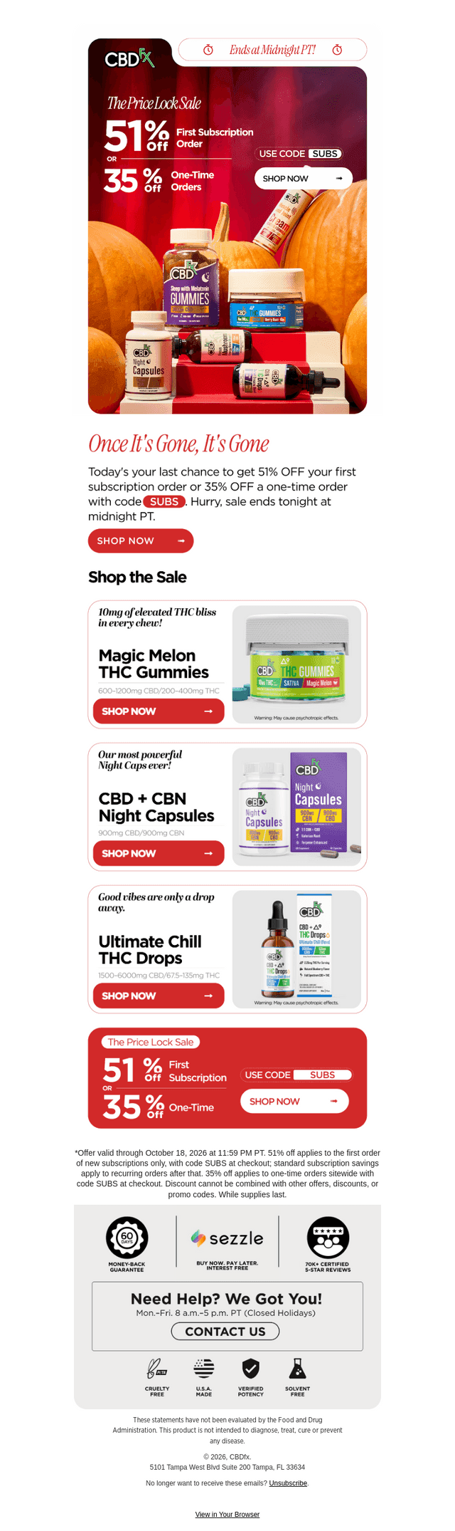 CBDfx email from Sun, Oct 18, 2026