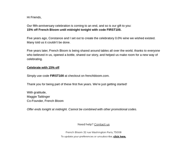 French Bloom email from Sun, Oct 18, 2026