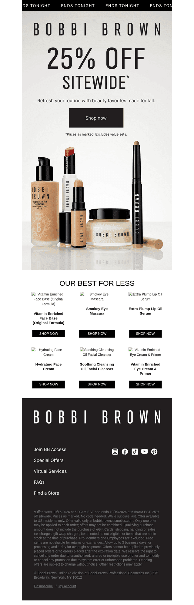 Bobbi Brown Cosmetics email from Sun, Oct 18, 2026
