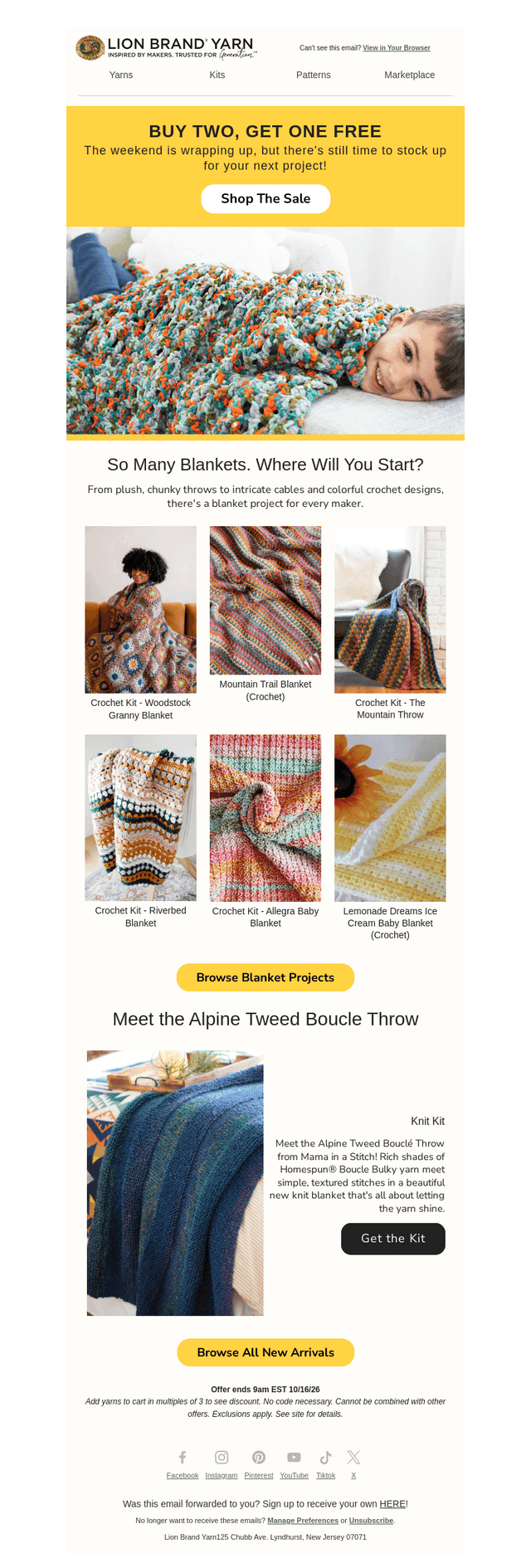 Lion Brand Yarn email from Sun, Oct 18, 2026