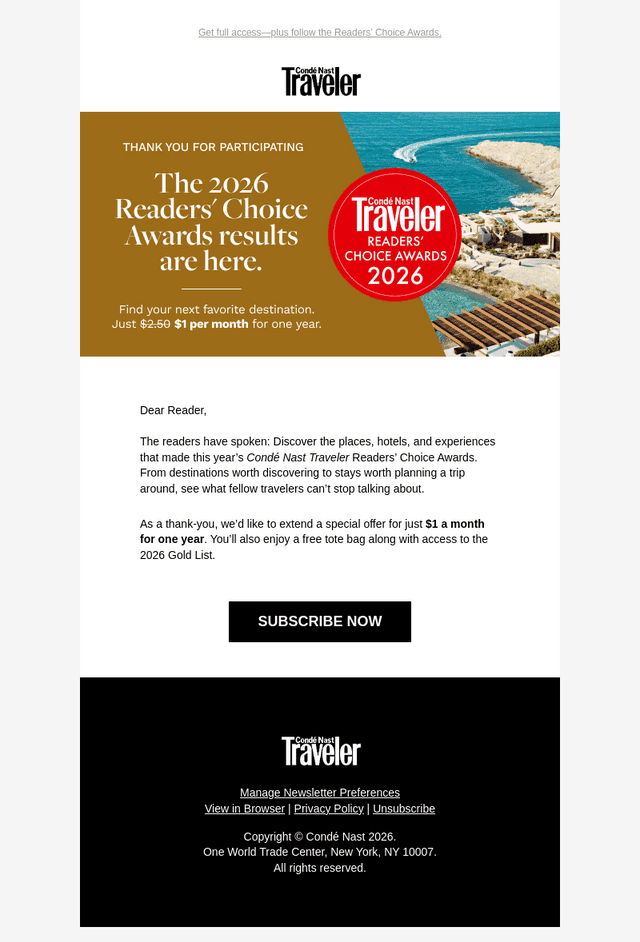 CondA Nast Traveler email from Sun, Oct 18, 2026