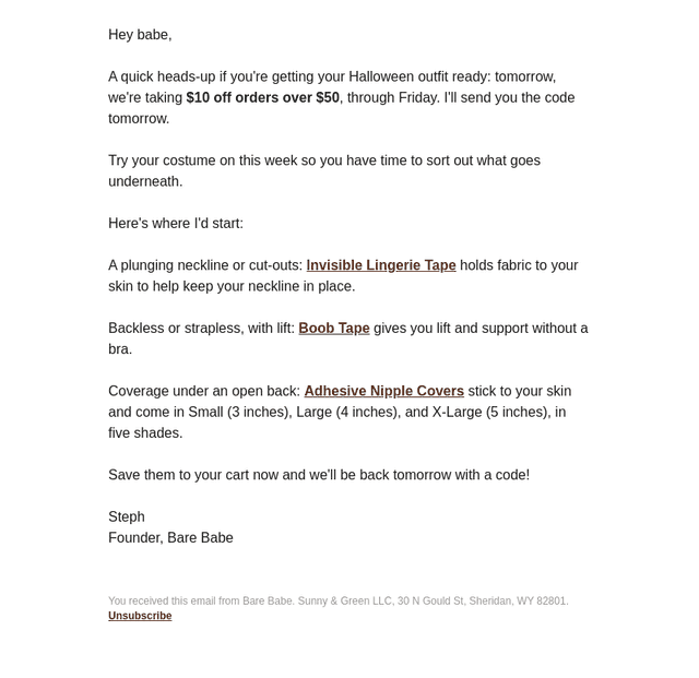 Bare Babe email from Sun, Oct 18, 2026