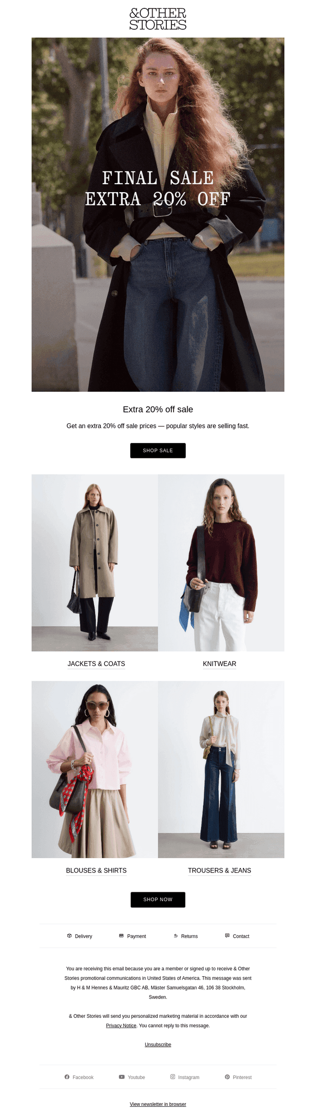 Extra 20% off sale – ends soon