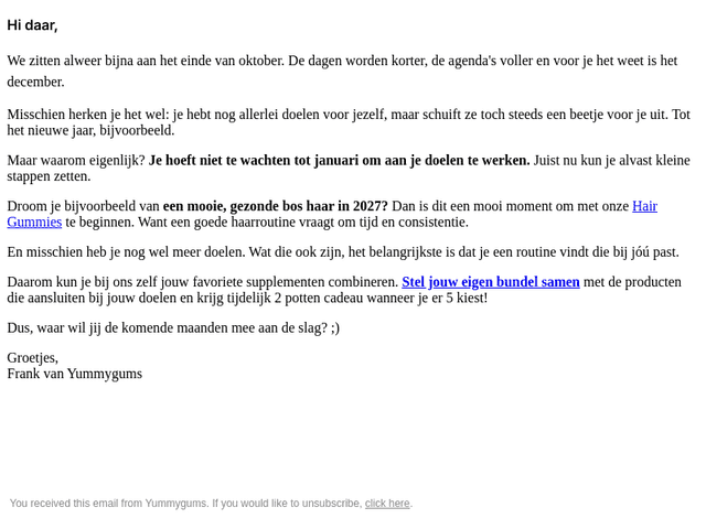 YummygumsNL email from Sun, Oct 18, 2026
