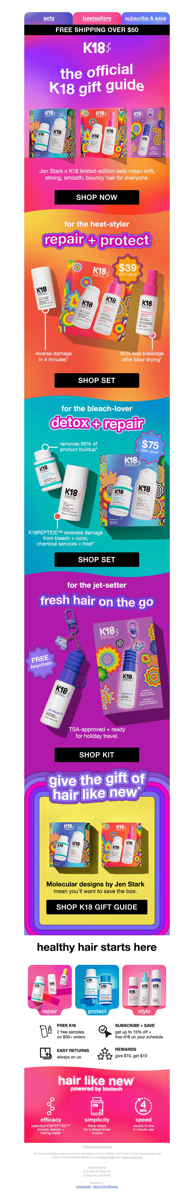 K18 Hair email from Sun, Oct 18, 2026