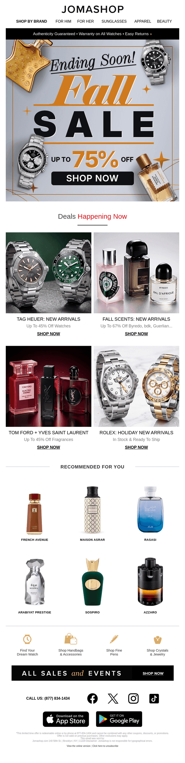 Jomashop email from Mon, Oct 19, 2026