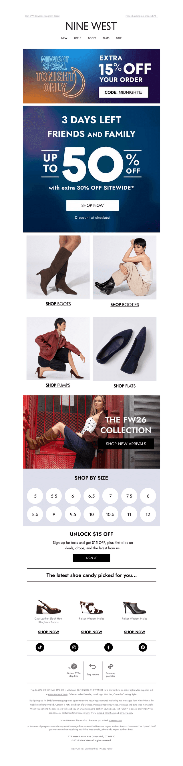 Nine West email from Mon, Oct 19, 2026