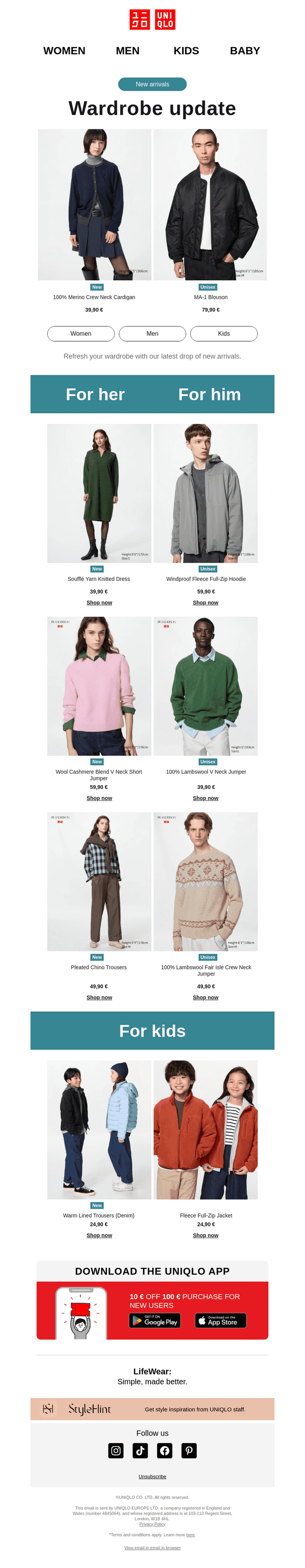UNIQLO email from Mon, Oct 19, 2026