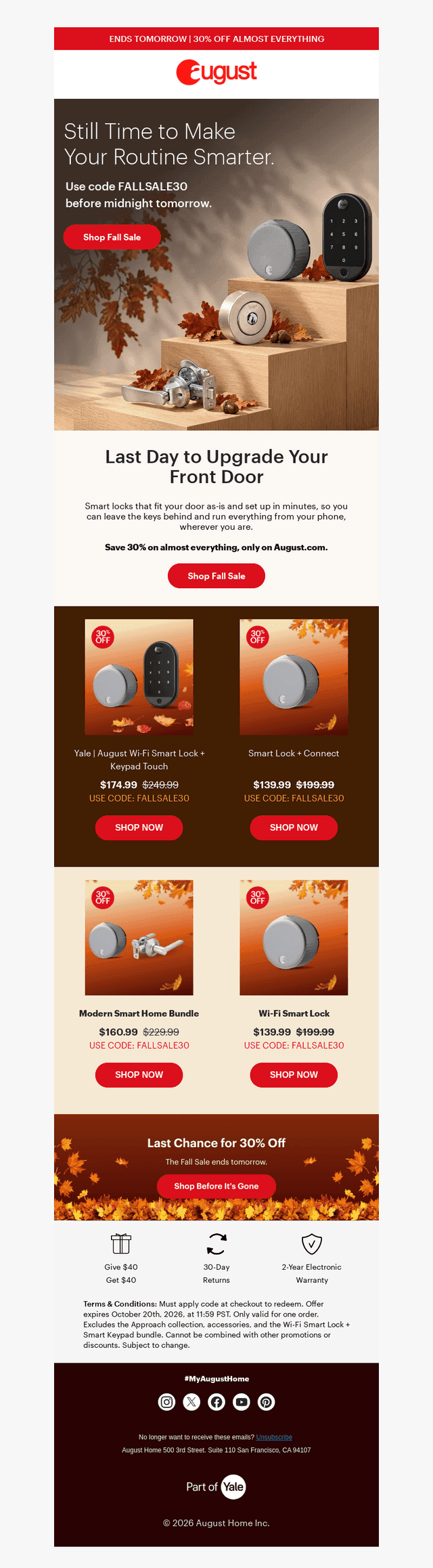 August Home email from Mon, Oct 19, 2026