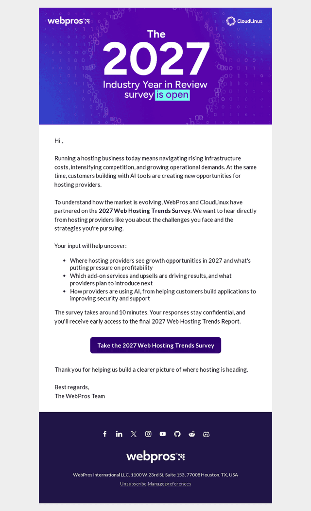 WebPros email from Mon, Oct 19, 2026