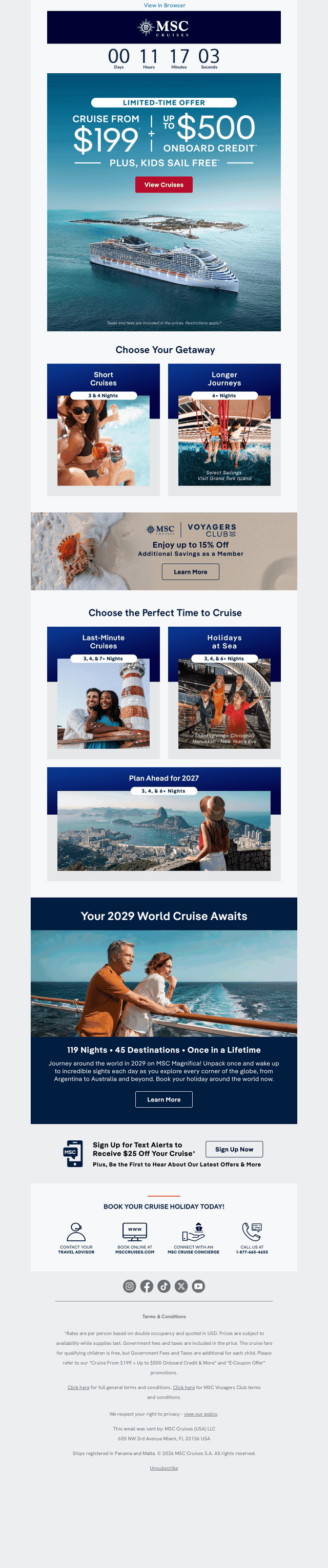 MSC Cruises email from Mon, Oct 19, 2026