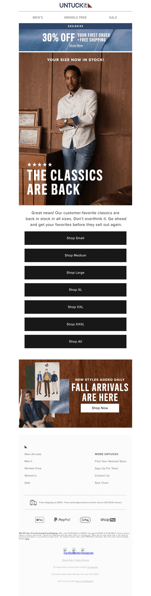 UNTUCKit email from Mon, Oct 19, 2026