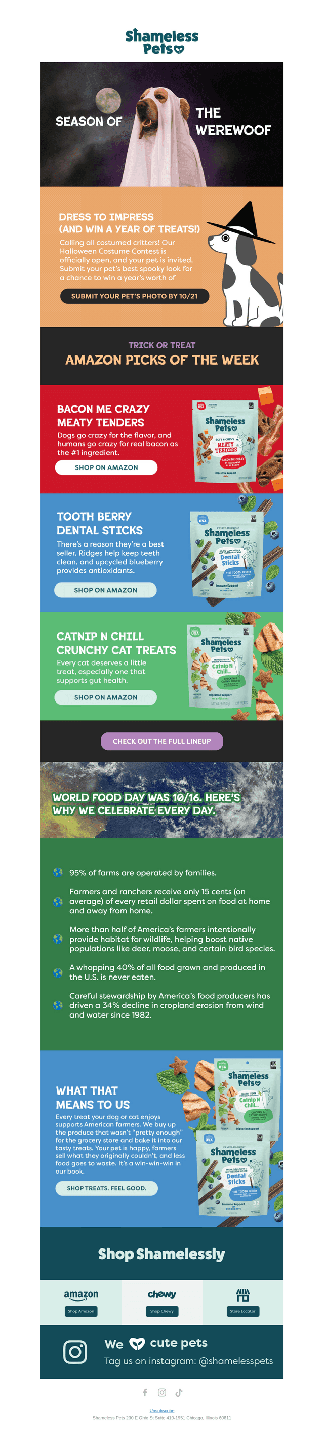 Shameless Pets email from Mon, Oct 19, 2026