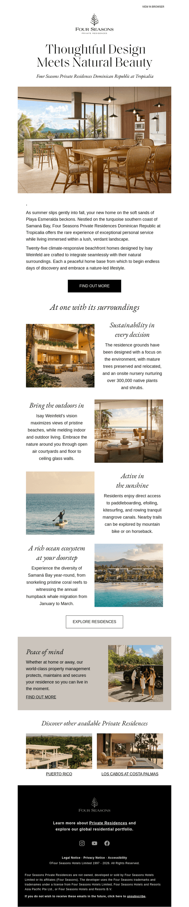 Four Seasons Hotels and Resorts email from Mon, Oct 19, 2026