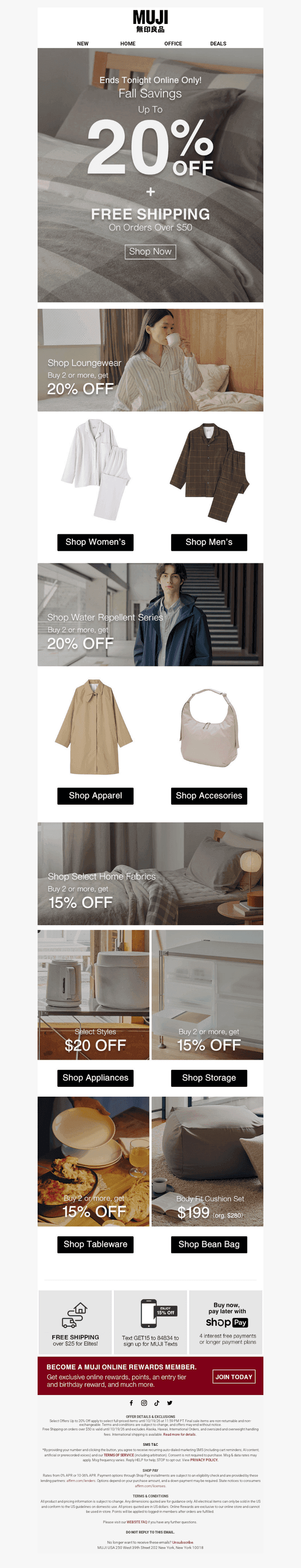 MUJI email from Mon, Oct 19, 2026