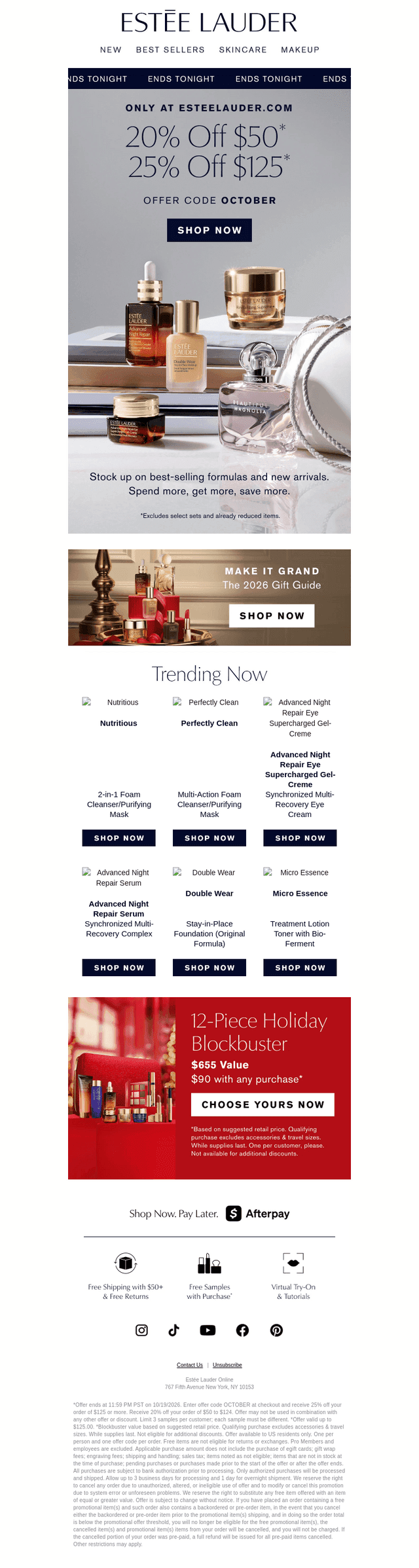 Estee Lauder email from Mon, Oct 19, 2026