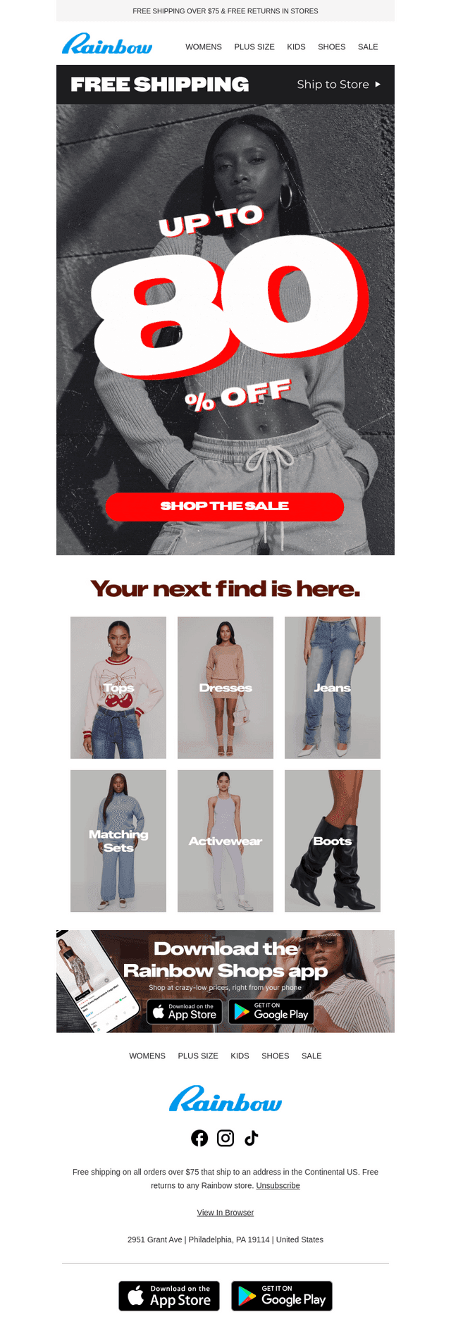 Rainbow Shops email from Tue, Oct 20, 2026