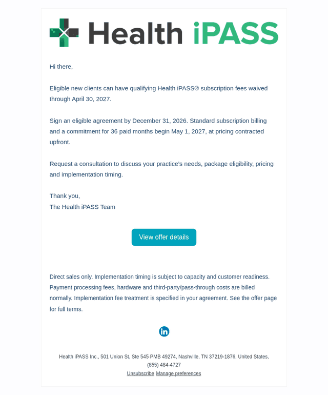 Health iPASS email from Tue, Oct 20, 2026