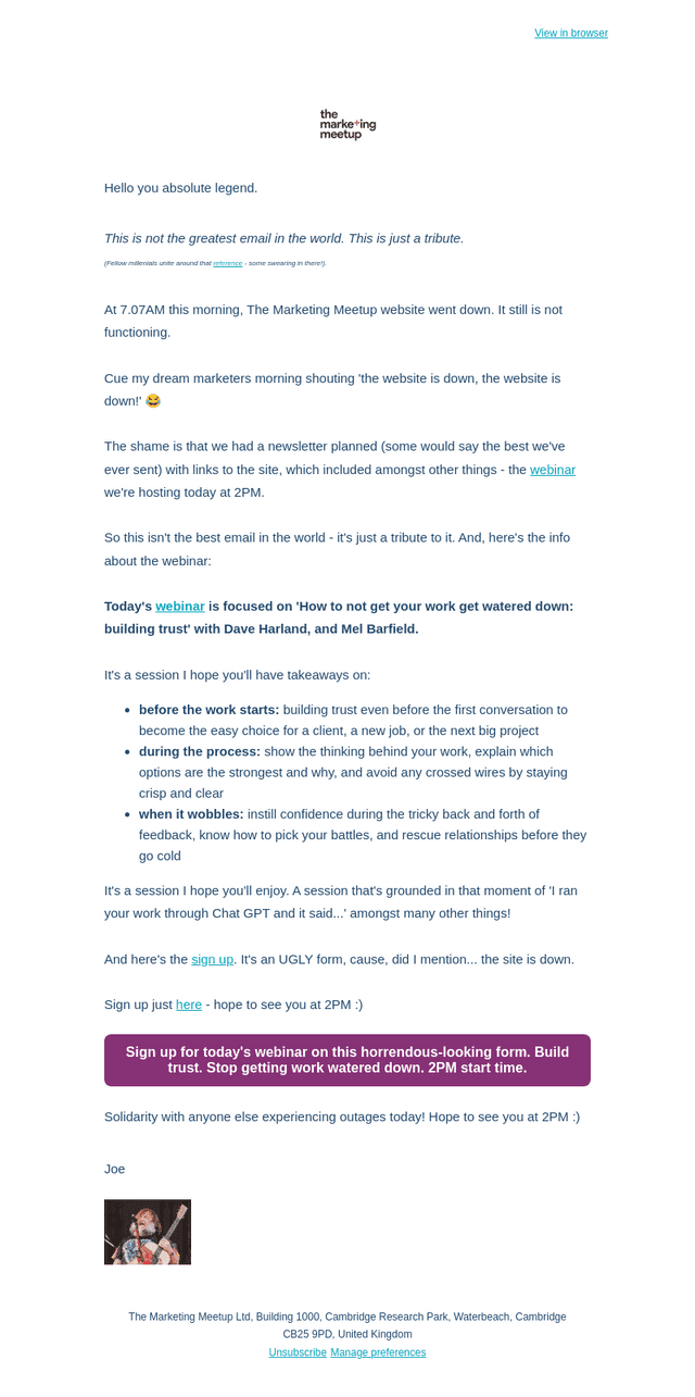 The Marketing Meetup email from Tue, Oct 20, 2026