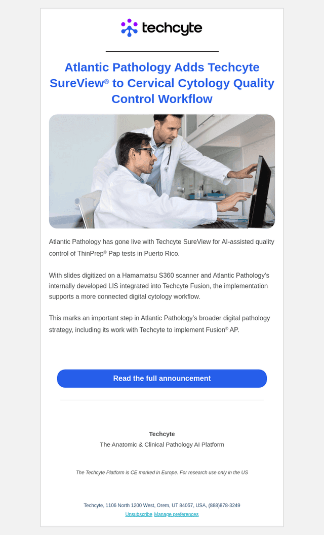 Techcyte email from Tue, Oct 20, 2026