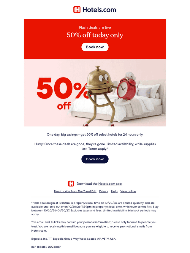 Flash deals: 50% off today only ⏰