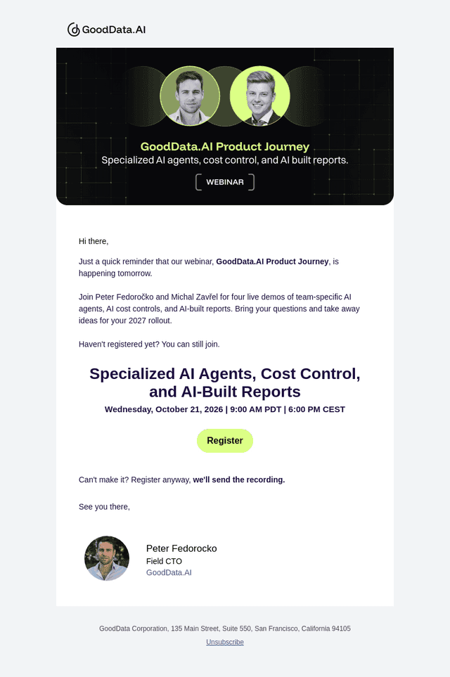 🚨 Happening Tomorrow: GoodData.AI Product Journey