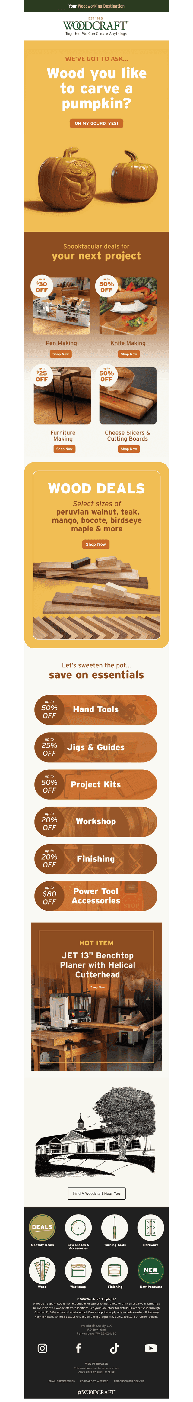 Woodcraft email from Tue, Oct 20, 2026